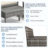 BUPPLEE 4 Pieces Patio Furniture Set, Outdoor Wicker Rattan Patio Conversation Furniture Set with Waterproof Cushion and Table for Lawn Poolside Backyard Garden Balcony Porch BUPPLEE