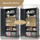 Athena Collection 71" Tall Metal Storage Cabinet with 2 Doors and 6 Ajustable Shelves, Garage Storage Cabinet for Files, Tools, Home Offcie, School, Garage, Pantry, Grey Black Athena Collection