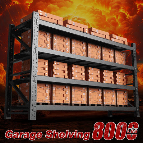 Fesbos 8000LBS Metal Steel Storage Shelves - 68" W Black 4 Tier Heavy Duty Rack Commercial Industrial Shelving with Adjustable Shelf for Basement Garage Warehouse - 68" W x 24" D x 63.4" H Fesbos
