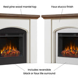 Real Flame Anika 49" Electric Fireplace with Mantel for Living Room or Bedroom, Replaceable Fireplace Insert Heater, Realistic Log and Flame Effect, Remote Control, Timer, White Real Flame