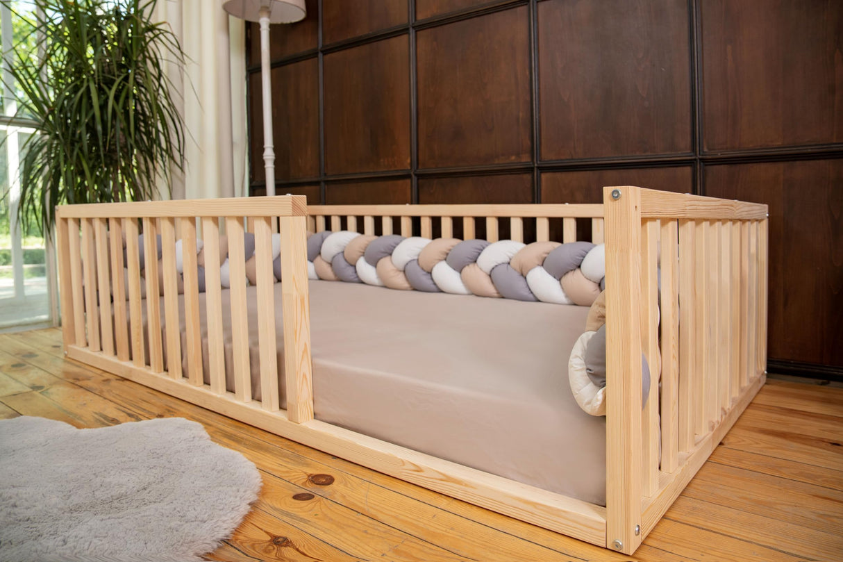 Montessori Floor Bed Small Size 52x27,5"/ Height 18.90'' | Pine Tree Toddler Bed Frame, Wood Bed Frame | Gift For Kids Room Decor (Small) Generic