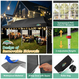 COBIZI 10x30 Pop Up Canopy Tent with 8 Removable Sidewalls Ez Pop Up Party Tent 10x30 Waterproof Instant Shelter UPF50+ Outdoor Canopy Tent for Parties Wedding Events,with Roller Bag&4 Sandbags,Black COBIZI