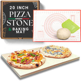 Large Pizza Stone for Oven 20 inch - Baking Stone for Bread, with Baking Mat and Dough Cutter - Rectangle Pizza Grill Stones - 20" x 13.5" Rectangular Thick Heavy Duty Ritual Life