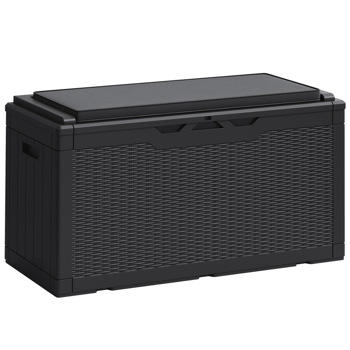 Greesum 100 Gallon Resin Deck Box Large Outdoor Storage Boxes with Cushions for Garden Tools, Patio Furniture Pillows, Pool Supplies, Black Greesum