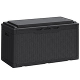 Greesum 100 Gallon Resin Deck Box Large Outdoor Storage Boxes with Cushions for Garden Tools, Patio Furniture Pillows, Pool Supplies, Black Greesum
