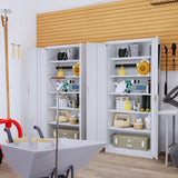 BESFUR Metal Storage Cabinets with Locking Doors and Adjustable Shelves, Steel Storage Cabinet for Garage, Office, Classroom - White BESFUR