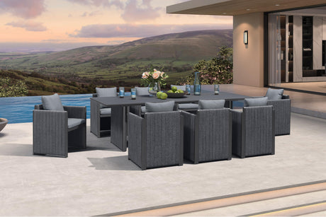 PURPLE LEAF 9 Pieces Outdoor Patio Dining Set Modern Large Weather-Resistant Table and Aluminum Chairs with Olefin Fabric Cushions for Family Dinners Indoor Decor Kitchen Grey PURPLE LEAF