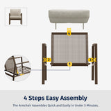 EAST OAK 4-Piece Patio Furniture Set with Thick Cushions, 4 Seats Waterproof Outdoor Patio Set with Rattan Armrests, Loveseat and Coffee Table for Backyard, 2024 Coast Patio Conversation Set in Beige EAST OAK