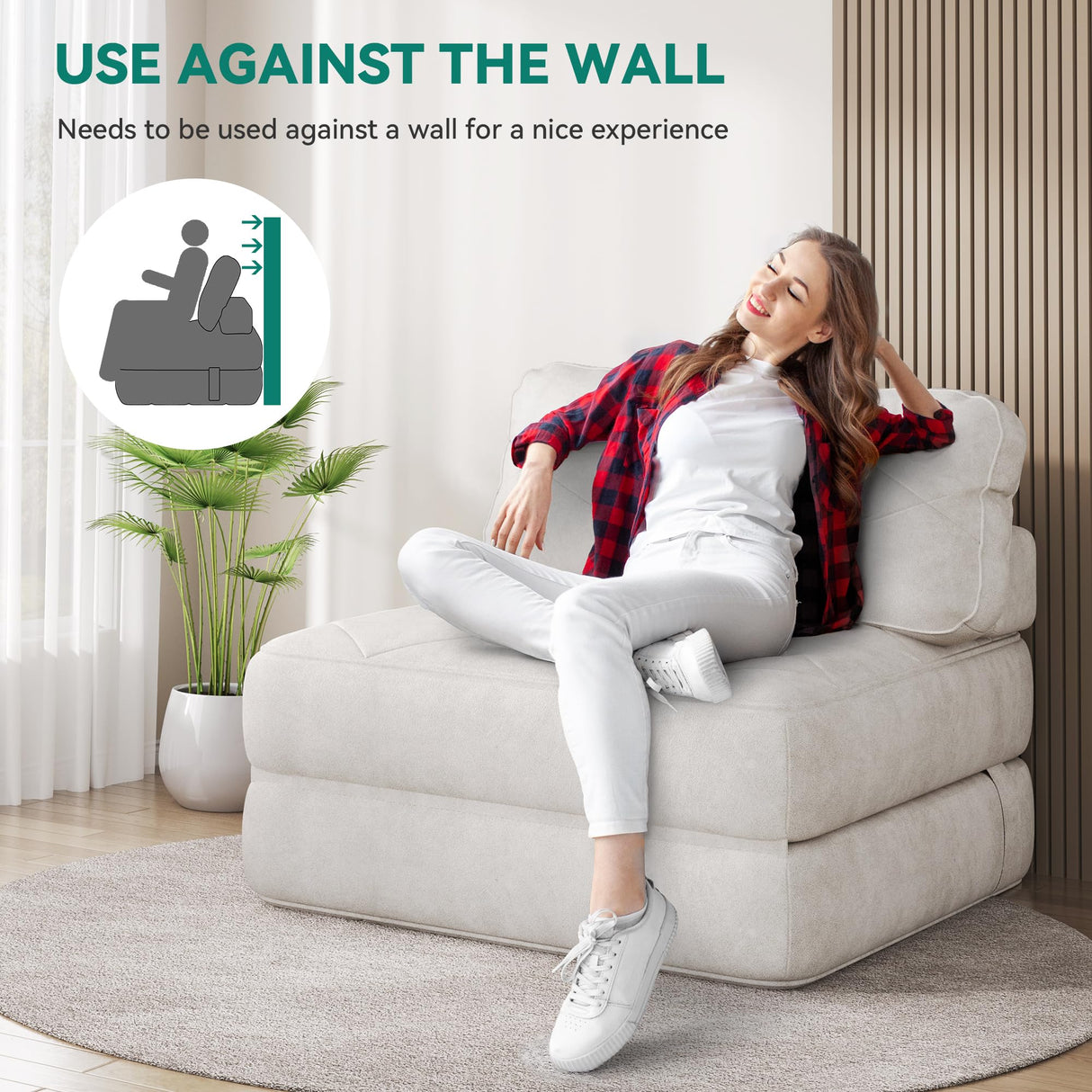 YITAHOME Folding Sofa Bed,New Upgrade Resilient Pocket Spring Cushion-Fold Out Chair Bed, Convertible Lazy Sleeper Chair with Back Support,Comfy Floor Sofa Lounge for Living Room, Bedroom, Beige YITAHOME