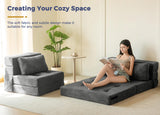 MAXYOYO Convertible Sofa Bed, Fold Out Loveseat Sleeper Sofa with Pillow, 4 in 1 Tufted Folding Couch Bed Foam Floor Couch, Lazy Chair for Living Room Bedroom Guest Room, Dark Grey MAXYOYO