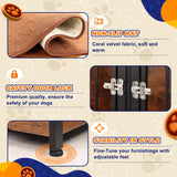 75'' Dog Crate Furniture Large Storage TV Stand with Dual Cushion / 4 Bowls/Double Rooms, Wooden Dog Kennel Dog Crate End Table with Removable Divider for Large Medium Dogs, Rustic Brown NASHZEN