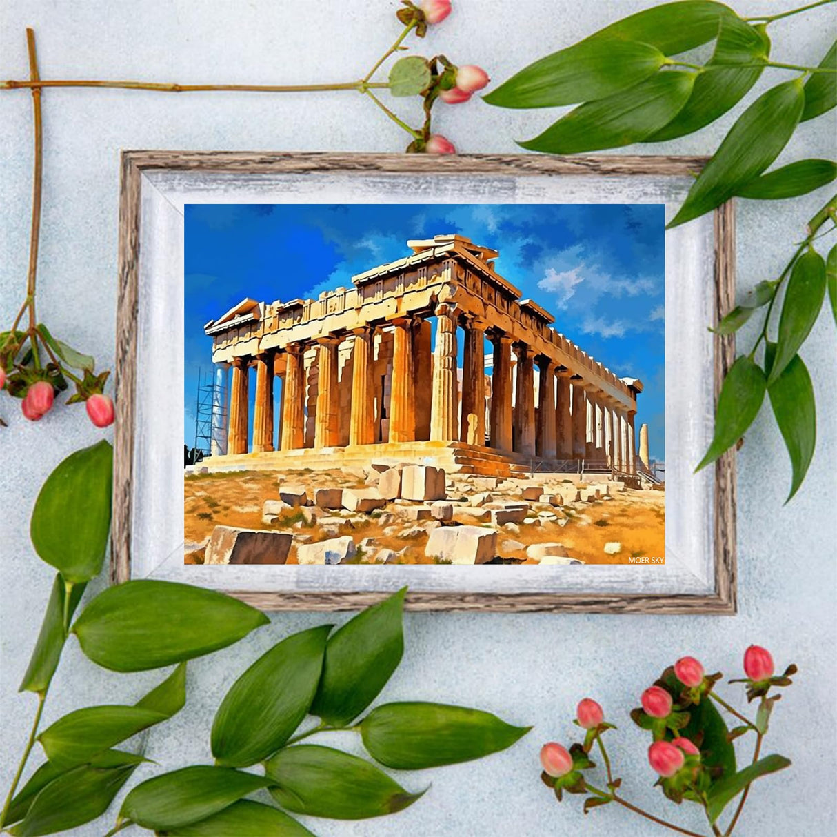 MOER SKY Diamond Art Painting Kits for Adults Parthenon Temple on The Acropolis of Athens Greece 5D DIY Round Drill Paint with Diamond Dots for Home Wall Decor 12x16 Inch MOER SKY