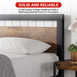 GarveeHome King Size Bed Frame, Industrial King Bed Platform with Headboard No Box Spring Needed, 14 Inch Easy Assemble King Mattress Bedframe, Retro Brown GarveeHome