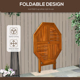Outsunny 39" Acacia Wood Outdoor Dining Table, Octagon Patio Table with Umbrella Hole, Teak Outsunny