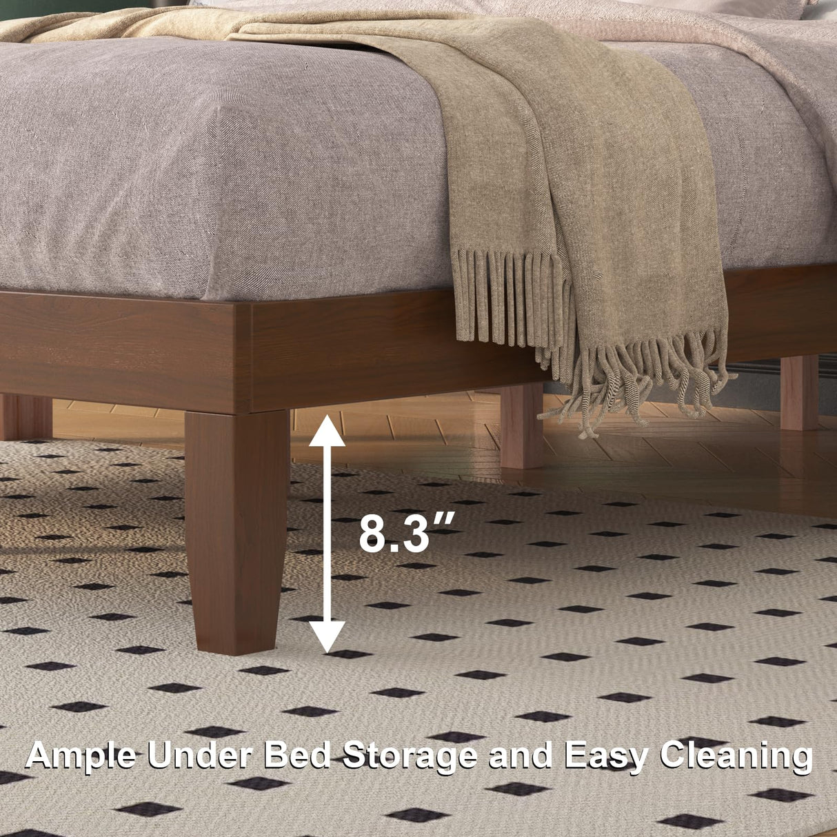 Natulliy Queen Bed Frames,Wood Platforms Bed with Wooden Slats Support,No Box Spring Needed,Easy Assembly,Queen,Pine Natulliy