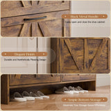 MU Shoe Storage Cabinet with 4 Flip Drawers, Freestanding Shoe Cabinet, Shoe Organizer with Wood Legs for Entryway, Slim Shoe Cabinet, Rustic MU