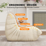 Full Foam Loveseat Sofa,Adults Bean Bag Chairs Floor Couch with Soft Waterproof Fabric,Armless Fireside Lounge Chair for Living Room,Apartment and Office (Whtie) Snug Sofee