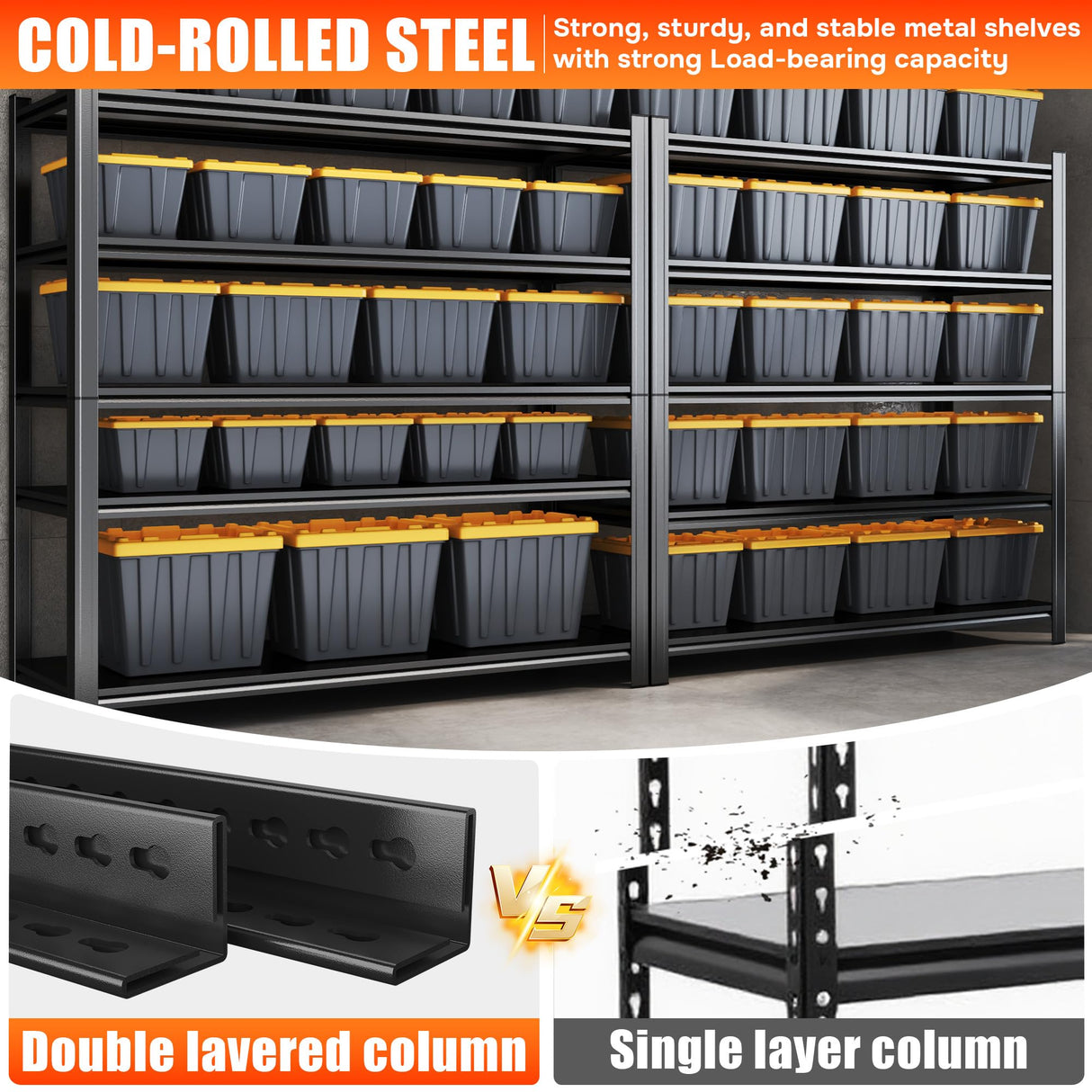 Leariso 63'H Garage Shelving,Adjustable Storage Shelf,Standing Shelves Unit - Heavy Duty Metal Storage Shelving,Easy Assemble Rack Units for Garage,Metal Shelves(4Tier-63'H, 39.4'W*17.7'D) Leariso