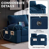 Yaheetech 79" Sofa Couch Modern Velvet Couch with Removable Covers & USB Ports Oversized Loveseat Sofas with Storage Pockets for Living Room Bedroom Apartment Blue Yaheetech
