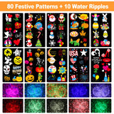 2025 Upgraded Brighter Halloween Decorations Projector Lights for Home, Display 8 Patterns at A Time (Ocean Wave & Patterns), 8 Themes Holiday Projector Christmas’ Day House Decoration Light Show FLITI