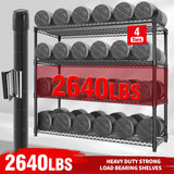 71"H x 59"W Storage Shelves 2640LBS Wire Shelving Rack with Wheels, 4-Tiers Heavy Duty Garage Shelving Metal Storage Shelves with Adjustable Shelf, for Kitchen Pantry Garage Commercial Industrial Tioutbot
