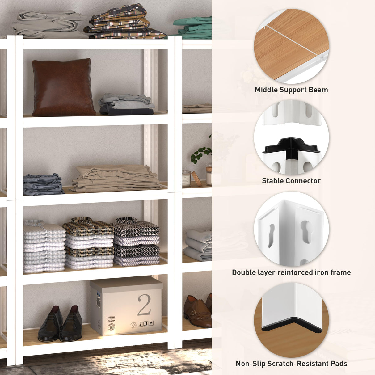 PrimeZone 5-Tier Heavy Duty Metal Storage Shelves - 36" W x 16" D x 72" H, Adjustable Utility Rack in White for Home & Garage Organization PrimeZone