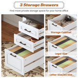 SEDETA Farmhouse 69" Executive L Shaped Desk, Home Office Desk with Drawers and Storage Cabinet & Power Outlet, Corner Computer Desk, White SEDETA