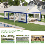 AMERLIFE 13 x 26 FT Party Tent with Rolled Sidewalls, Heavy Duty Wedding Tent for Party Outside with Zinc Alloy Tube & Spiral Stakes, Waterproof Event Shelters, White & Blue AMERLIFE