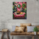 Fierce Lion Paint by Numbers Tropical Green Leaves Paint by Numbers Kits Children,Bohemia Pink Room Painting Art Craft Drawing with Brushes Decor Decorations Gifts Without Framed 16''W x 20''H Aihonmin