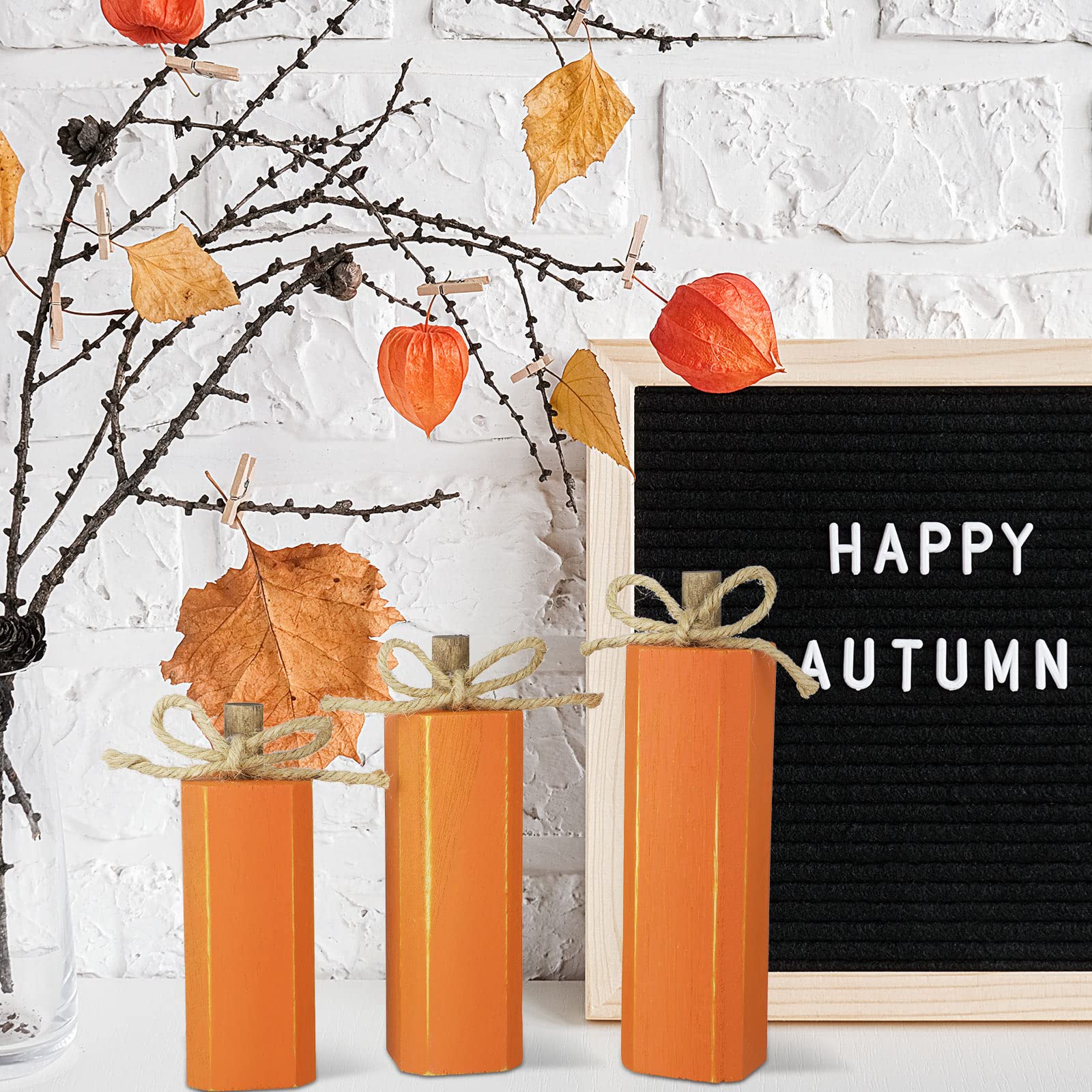 3 Pcs Wooden Fall Thanksgiving Decor Fall Tiered Tray Decor Wood Firework Fall Centerpieces Decorations Farmhouse Tabletop Block Sign for Fall Thanksgiving Autumn Decor (Pumpkin) - WoodArtSupply