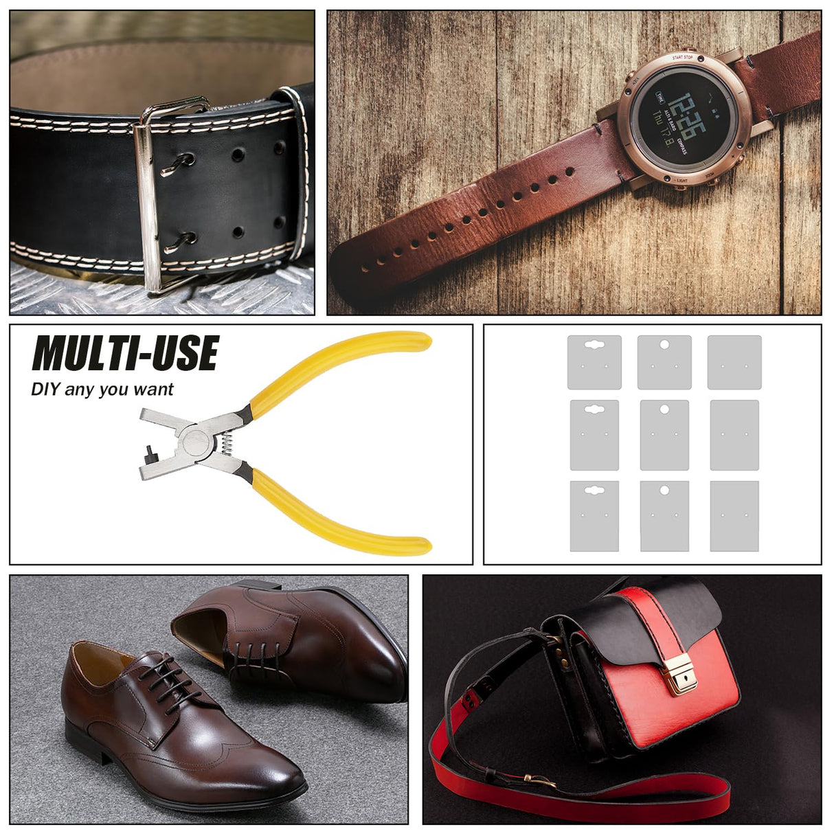 Watch Belt Leather Hole Puncher Plier Round Hole Punch Pliers Universal 2.0mm Shoe Strap Punch Hole Tool Small Hole Punching for Thin Belts, Shoes, Fabric Dog Collars, DIY Home or Craft Projects Rongon