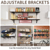 FFVVGH 2-Pack 2x6ft Storage Shelves,24-inch-by-71-inch Total Load 1200LBS Heavy Duty Garage Wall Shelving, Rust-Proof Metal Shelf Wall Mount Easy Installation,Space-Saving Wall Rack Garage Shelving FFVVGH