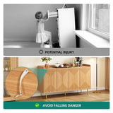 YITAHOME Modern Natural Wood Sideboard Buffet Cabinet with Carved Doors for Living Room and Dining Room YITAHOME