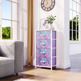 YITAHOME Purple Dresser with 4 Drawers - Storage Tower Unit, Kids Dresser for Bedroom, Living Room, Closets - Sturdy Steel Frame, Wooden Top & Easy Pull Fabric Bins YITAHOME