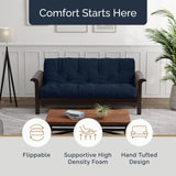 Loosh Premium Queen Size Sofa Bed Memory Foam Futon Mattress - 10" USA Made, Navy, No Frame Loosh