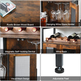 X-cosrack Wine Bar Rack Cabinet with Detachable Wine Rack, Coffee Bar Cabinet with Glass Holder, Small Sideboard and Buffet Cabinet with Mesh Door, Rustic Brown(Patent Pending) X-cosrack