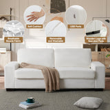 FiveWillowise 79" Loveseat Sofa for Living Room, Modern Comfy Couch with Charging Ports and Solid Wood Legs, Small Couch Sofa for Small Space,Apartment,Bedroom,Livingroom,White FiveWillowise