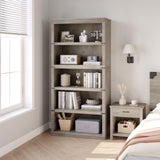 IDEALHOUSE 5 Tier Bookcase, Farmhouse Book Shelf with Storage Open Display Bookshelves, 71" Tall Book Case Wooden 5 Shelf Bookcase Home Decor Furniture for Home Office, Living Room, Bed Room - Grey IDEALHOUSE