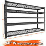 Storage Shelves Heavy Duty, 2 PCS 60" L x 24" W x 78" H Garage Wire Shelving Unit Loads 3300LBS, 5-tier Adjustable Metal Industrial Utility Shelf Rack for Kitchen, Laundry Room, Warehouse, Basement ROOMTEC