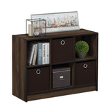 Furinno Basic 3x2 Cube Storage Bookcase Organizer with Bins, Columbia Walnut/Dark Brown Furinno