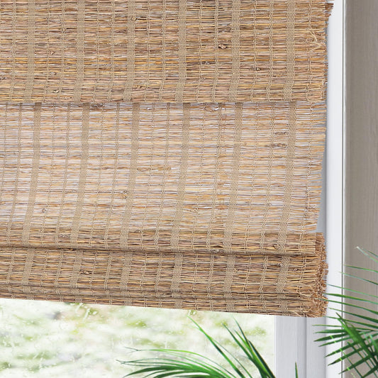 Yin Yang Cordless Blackout Bamboo Roman Shades, Light Filtering Natural Woven Wood Window Shades, Custom Indoor Room Dakening Window Blinds, Sun Shades Linen Blinds for Home, Windows, Doors,  - WoodArtSupply