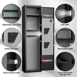 Omethey 2-3 Gun Safe, Biometric Fingerprint Gun Safe for Rifles and Pistols, Quick Access Rifle Gun Safe with Silent Mode and Alarm System, Gun Cabinet with Removable Shelf and 2 Adjustable Gun Slots Omethey