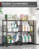 Sakugi Storage Shelves - 3 Tier Shelf Organizer, Sturdy Metal Garage Shelving with Adjustable Leveling Feet, Space-Saving Shelves Organizer for Pantry, Laundry, Kitchen (18" x 12" x 30", Black) Sakugi