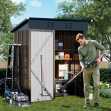 COMHOMA Shed Outdoor Storage Shed Metal,Lockable Doors Tool Sheds with Sloping Roof,Steel Garden Shed with Air Vent for Backyard,Patio,Lawn,Poolside (Brown, 5'*3') COMHOMA