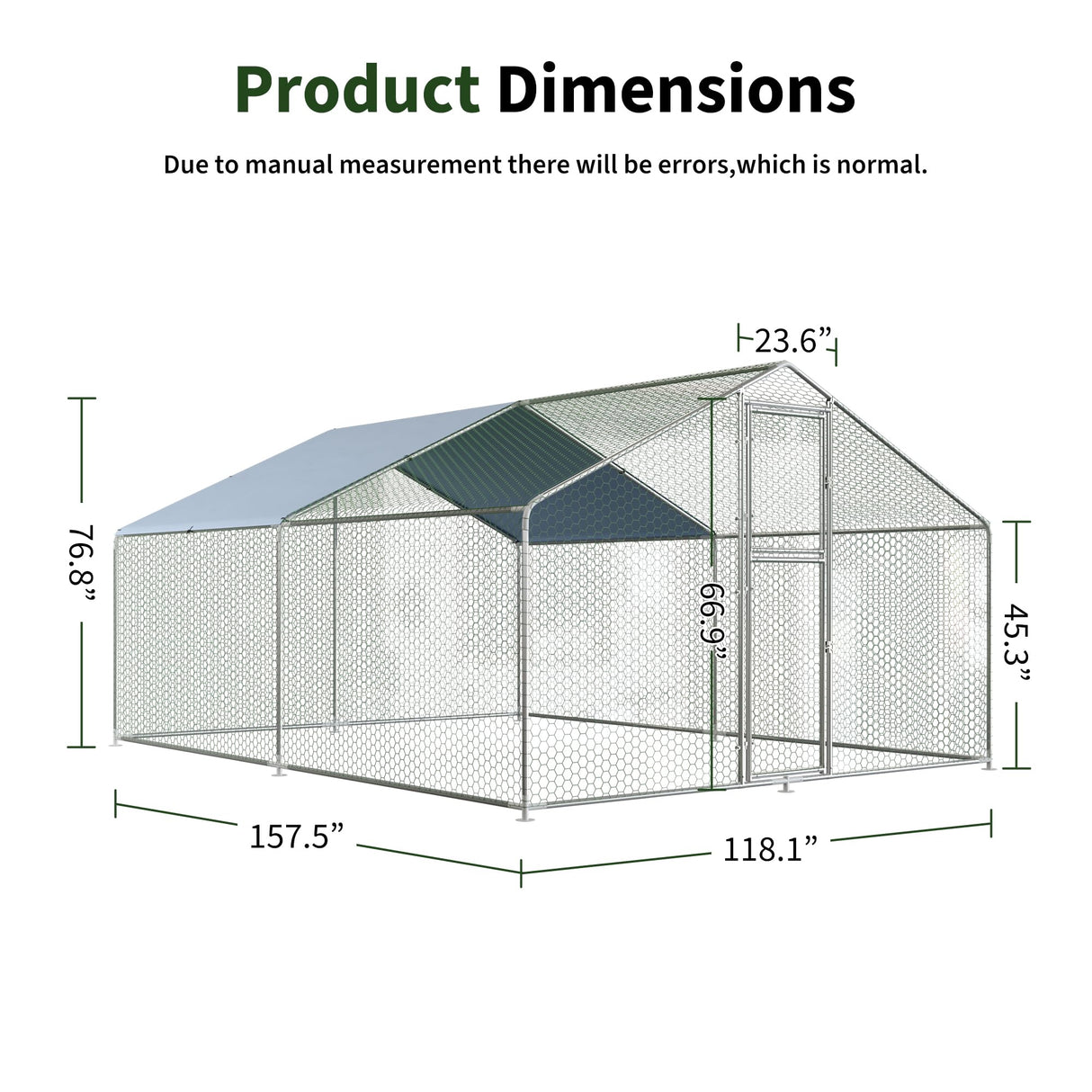 DAKITO Chicken Coop,Large Metal Chicken Run Pen,Walk in Chicken Coops for 10/40 Chickens,Double Door Chicken House with Waterproof & Anti-UV Cover for Backyard. (13.1x9.8x6.4 FT) DAKITO