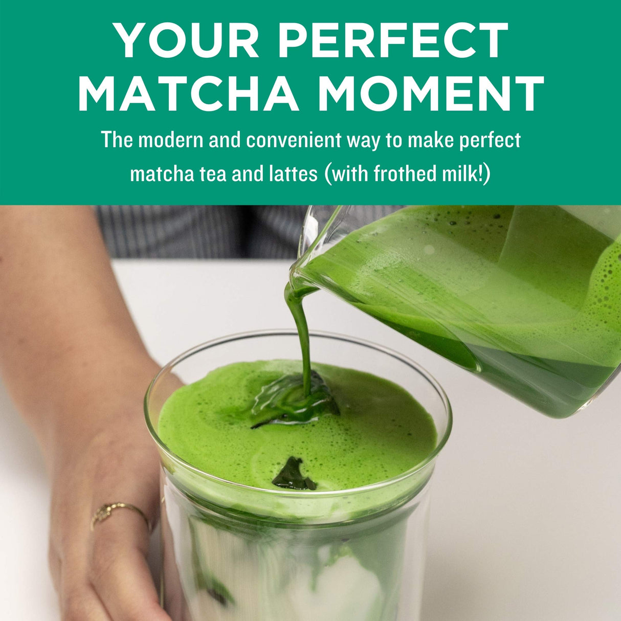 Jade Leaf Matcha Modern Starter Set - Includes: Electric Matcha Whisk + Milk Frother, Stainless Steel Spoon, Stainless Steel Sifter, and Printed Handbook Jade Leaf Matcha