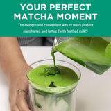Jade Leaf Matcha Modern Starter Set - Includes: Electric Matcha Whisk + Milk Frother, Stainless Steel Spoon, Stainless Steel Sifter, and Printed Handbook Jade Leaf Matcha