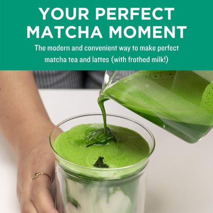 Jade Leaf Matcha Modern Starter Set - Includes: Electric Matcha Whisk + Milk Frother, Stainless Steel Spoon, Stainless Steel Sifter, and Printed Handbook