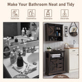 OKD Bathroom Wall Cabinet, Farmhouse Medicine Cabinet with Sliding Barn Door & Adjustable Shelves, Storage Cabinet Wall Mounted for Bathroom, Kitchen, Dark Rustic Oak OKD