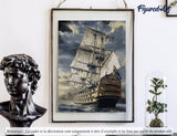 Figured'Art Paint by Numbers for Adults Ocean Galleon 16"x20" - Craft Art Painting DIY Kit Rolled Canvas Without Frame Figured'Art